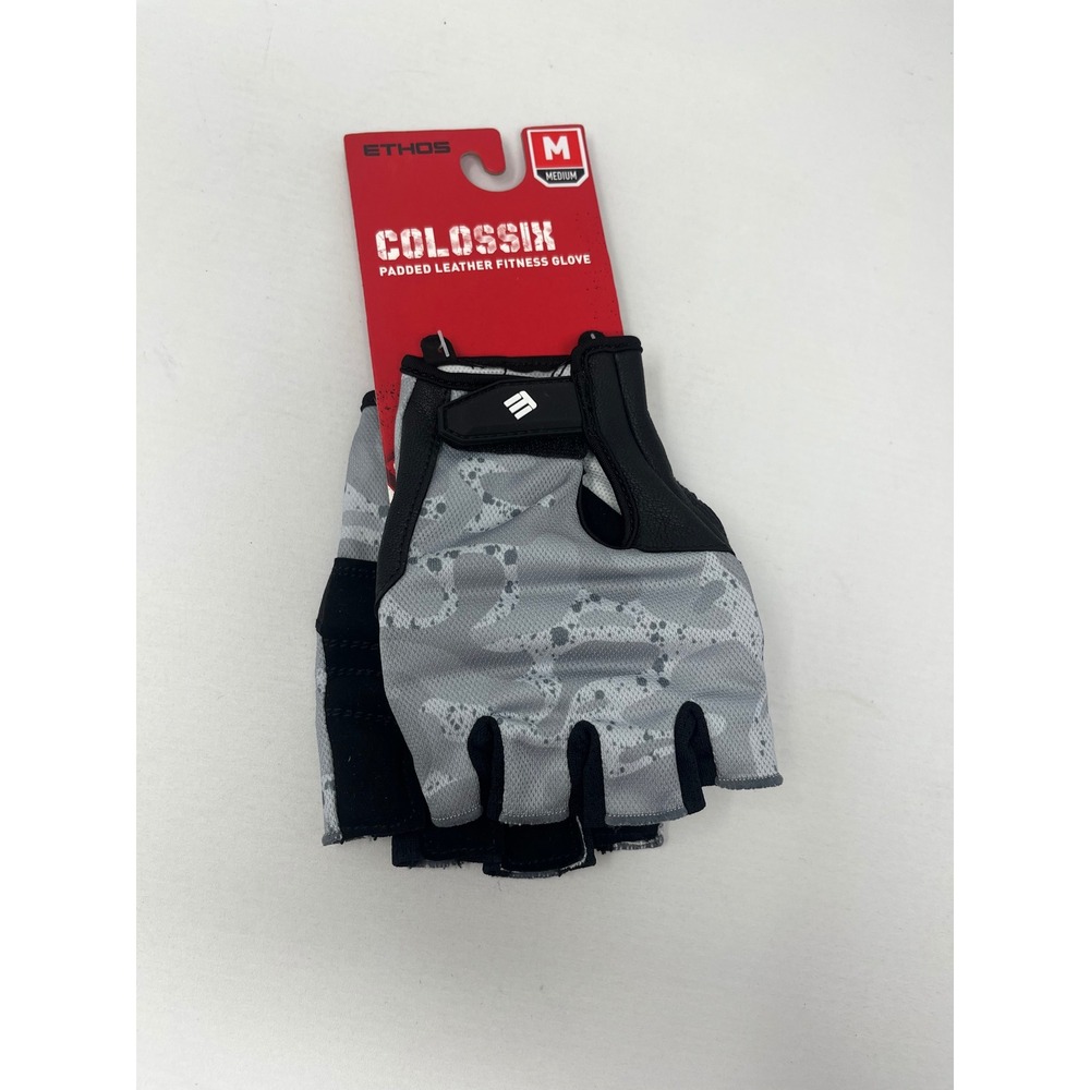 Ethos Colossix Padded Leather Fitness Gloves Mens Medium Grey Camo ETHA601GRYC